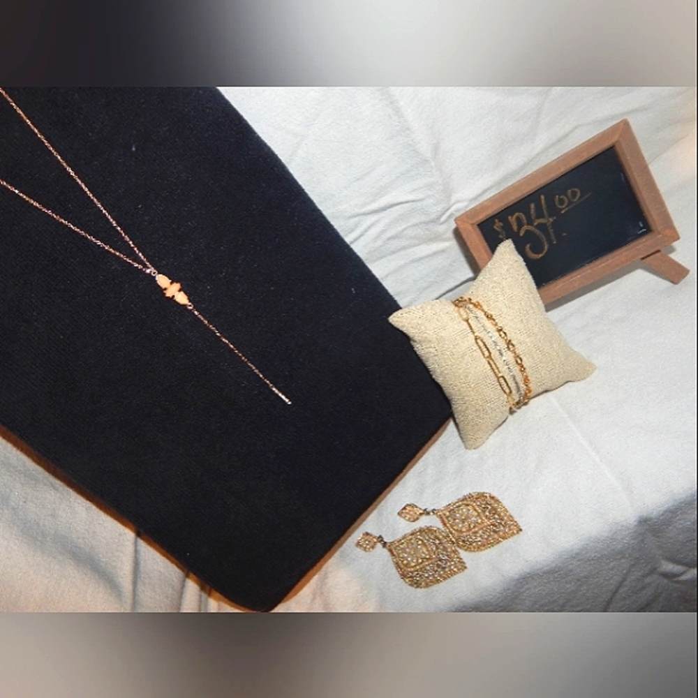 Handmade dainty gold girly 3 piece jewelry set